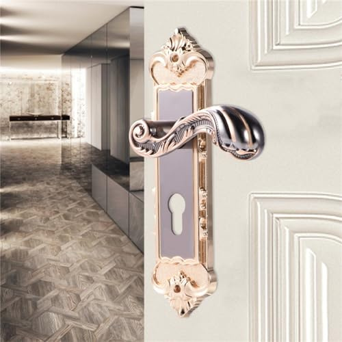Yinhing Antique Door Knobs, Vintage Door Knob Anti Theft Lock European Style Retro Aluminum Alloy Vintage Lock Mortise Set Exterior for Bedrooms Interior