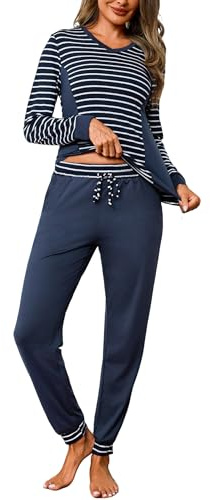 Crewhpo Ensemble Nuit Femme Chaud Col V Coupe Ample Pantalon Long Uni