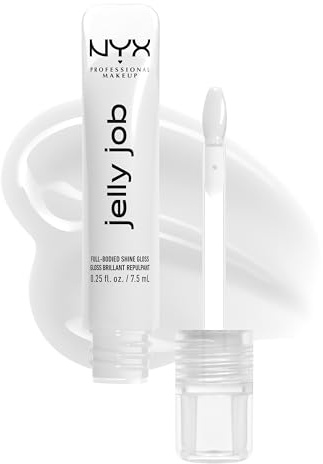 NYX Professional Makeup Lip Gloss, Plumping Peptide Formula, Just Jelly | High-Shine Plumping Lip Gloss with Peptide Complex & Cherry Oil for Glassy, Non-Sticky Volume