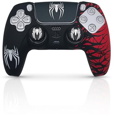 MME Housse Compatible avec Manette PS5, Silicone Doux et Confortable Qui Améliore la Prise en Main, Accessoires pour Manette Play 5, Accessoire Compatible avec Manette Originale Play 5 (Spider Rouge)