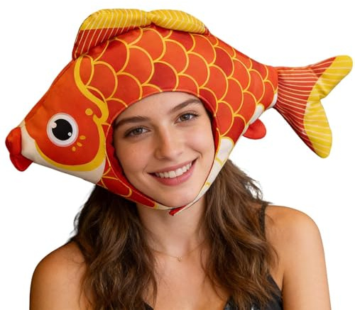 Fun Plush Fish Hat - Crazy Plush Novelty Cap, Party Cosplay Costume Hat with Soft Design, Photography Easter Carnival Accessory, Masquerade Club Event, for Kids Adults