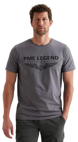 PME Legend Herren Rundhals T-Shirt R-Neck Cotton ELASTHAN Logo - Regular Fit