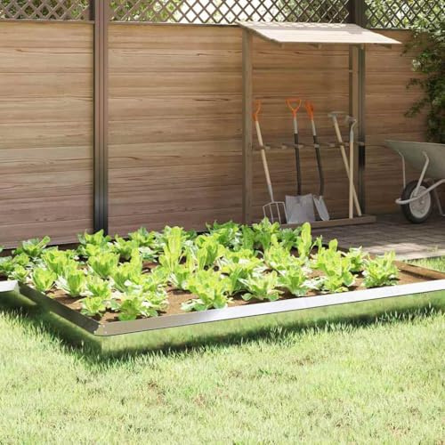 LoogCape Snail Fence Silver 50 x 3.5 x 25 cm Galvanised Steel for Garden Beds and Patios, Weatherproof, Rustproof, Stable Root Barrier, Flexible Plug-In Systems, Easy Assembly
