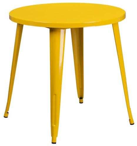 Flash Furniture Jeffrey Tisch für drinnen und draußen, Metall, rund, 76,2 cm, Gelb