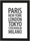 Deqosy Poster DIN A4 Fashion Cities, gerahmt mit schwarzem Bilderrahmen, Geschenk, Geschenkidee, Geburtstagsgeschenk, Poster mit Rahmen, Kunstdruck, Typographie (Fashion Cities)
