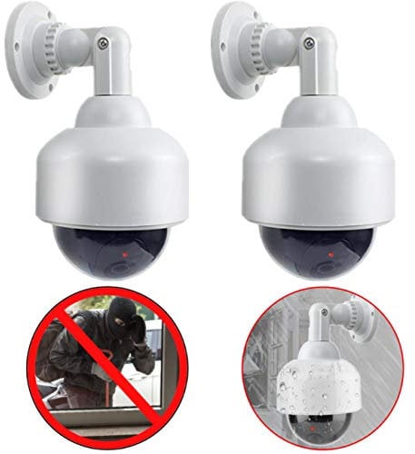 2X O&W Security Kamera Attrappen Dummy Speed Dome Überwachungskameras mit Fake Objektiv, blinkendem LED, wasserdicht, Verwendung im Innen- und Außenbereich