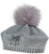 maximo Mädchen Basque mit Strass und Kunstfellpompon Mütze, Grau (Graumeliert 5), (Herstellergröße: 51/53)