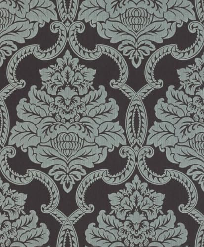 Casa Padrino Barock Textiltapete Dunkelbraun/Hellblau 10,05 x 0,53 m - Barock Tapete - Deko Accessoires