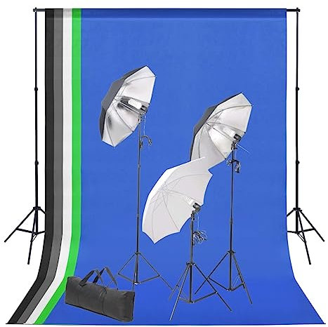 vidaXL Fotostudio Set Hintergrund Beleuchtungsset Studioleuchte Hintergrundsystem Studioset Studioschirm Stative Querstangen Tragetaschen