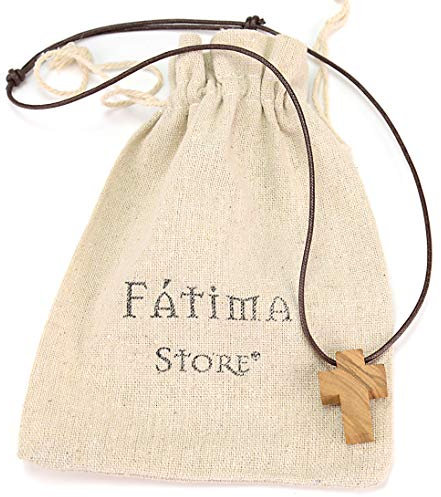 Cruz de Madera de Olivo como Colgante Hombre o Collar Mujer. Santa Cruz Hecha a Mano en Jerusalén, Tierra Santa, por Expertos Artesanos de la Madera de Olivo. Colgante Cruz Madera de Olivo de Belén