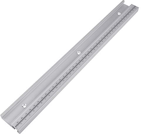 PovKeever 400mm T-Slot Miter Track Jig Fixture Straight Edge with Scale Miter, Clamping Tool Aluminum Alloy Screw Guide for Woodworking Router Table