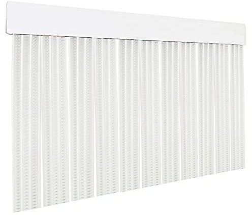 HOME MERCURY – Cortina Plana para Puerta Exterior o Interior, Material PVC – Libre de Insectos (210x120CM, Transparente+Filo Blanco P16)