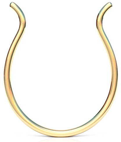 Gold gefälscht Septum - Kein Piercing benötigt - Glatt Dünn 24g 8mm Ring - Gold gefüllt Fake Septum Piercing