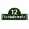 Sosenco Hausnummerschild Hausnummer mit Straßenname - 24x50 cm - Keramik Emaille - Wetterfest - Personalisiert (Grün)