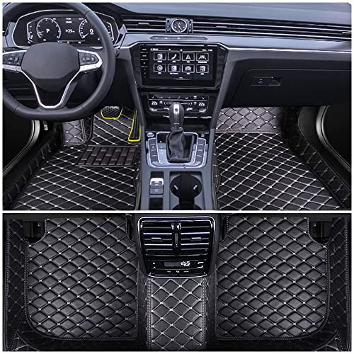 Auto Fußmatten Set für GLC-Class 2016-2019 Leder Automatte wasserdichte FussMatten Rutsch Allwetter-Matten schwarz-beige Linie