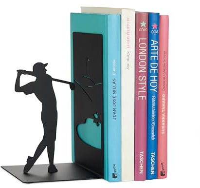 Balvi Buchstütze Backswing Farbe Schwarz Buchstütze für ihre Bücher im Bücherregal in Form eines Golf
