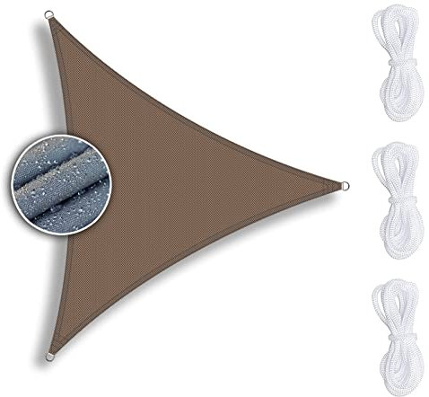 ZQXFZ Voile d Ombrage Triangulaire 3x3x3m Marron, Toile d'Ombrage Coupe-Vent Protection UV 95% Respirante, Toile d'Ombrage pour Piscine Patio Exterieur