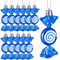 Threan 12 Weihnachtsbaum Süßigkeiten Christbaumschmuck Bonbon Glitzernde Hängende Weihnachtliche Süßigkeiten Ornamente Zuckerstangen Deko mit Goldenen Seilen(Blau,Plastik)