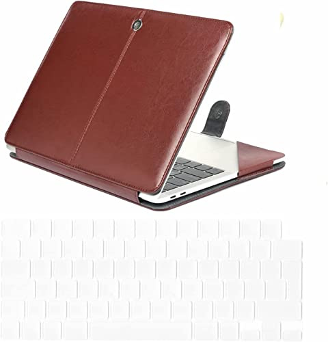 Se7enline Compatibile con MacBook Air 13,6 M4 A3240 Custodia 2025-2022, custodia in pelle PU di alta qualità con copertura trasparente per tastiera e angoli antiurto - Marrone espresso