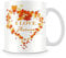 Giftme I Love Autumn Fall Leaves Heart Shaped, Happy Fall, Thanksgiving, Birthday, Christmas Coffee Tea Mug Unique 11oz White Ceramic Mug.
