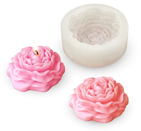 Silikon Kerzen Gießform 3D Pfingstrose Kerzen Silikonform Blumen Kerzenform Seife Form Epoxidharz Blumen Form Harz Kerzengießform Resin Silikonform für Seife Kerzen Selber Machen Kunstharz Ornamente