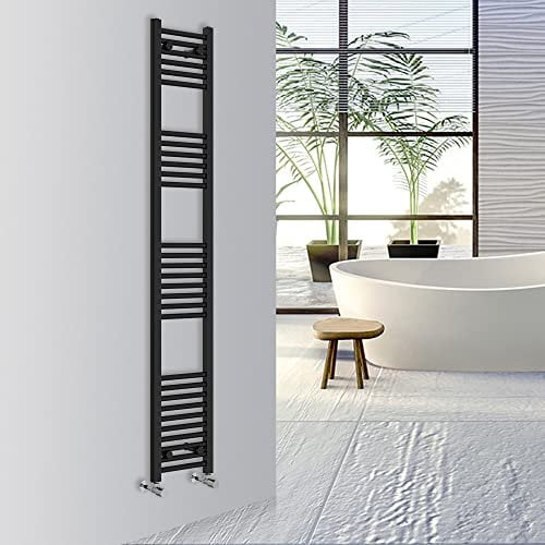 Warmehaus Straight Bathroom Heated Towel Rail Warmer Radiator Central Heating 1800x300mm - Black