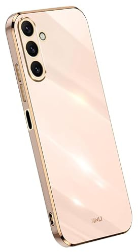 Topme Silicone Case for Samsung Galaxy A14 5G / A14 (4G) (6.6 Inches), [gold Edge Style Phone Case] - Pink