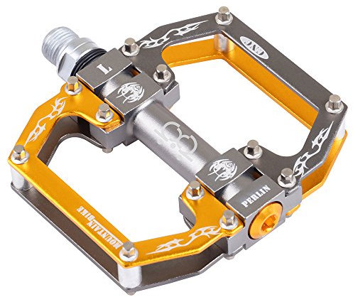 MTB/Rennradpedale Aluminiumlegierung Fahrradpedale Mountainbike Pedale 9/16 Zoll Abgedichtete Lagerplattform für BMX MTB Fahrrad (Gold Silber)