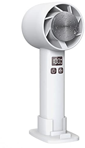 Tebinzi Handheld Cooling Fan - Noiseless USB Handheld Fan With Ice Cooling Mode - Portable Cooling 1800mAh With Digital Display Blows Cold Air 3 Speed Desktop USB Table Fan