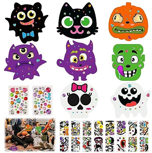 Halloween Bastelsets Kinder, 12 Stück Halloween Kürbis Schaum Aufkleber, Halloween Kürbis Dekorationen, Bastelset Kinder Halloween, DIY Kürbis Bastelset für Herbst Thanksgiving Halloween Handwerk