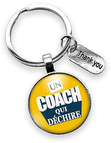 Porte-clés « Coach qui déchire » avec cabochon et breloques « Thank you » – Cadeau idéal pour coach sportif ou de vie - création
