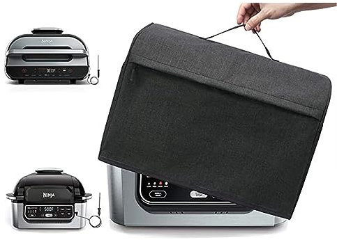 wasserdichte, staubdichte Oxford-Abdeckung mit Taschen, Innengrillabdeckung für Ninja Foodi Grill 5 in 1 AG301 AG302 AG300 AG400, Schwarz, 36 x 34 x 25 cm