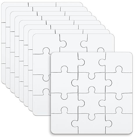 10 Blatt Leere Puzzles für Kinder, 12-teiliges Puzzle 10 x 10 cm, Komplett Weiße Puzzles für Geburtstagsspiele, Aktivitäten, Partygeschenke, Basteln