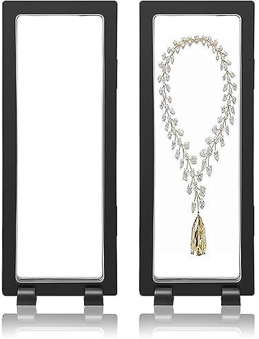 HAOBIN 2 PièCe Cadre Flottant Support Titulaire Cadre Flottant Cadre Flottant Transparent Bijoux BoîTe Vitrine à Suspension Support De PréSentation Flottant pour Affichage Anneau Pendentif Bijoux (2)