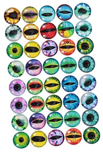 Anneome 50pcs Time Gem Glass Patch Mosaic Glass Cabochons Animal Eye Time Gem Evil Eye Glass Flatback Pendants for Necklaces DIY Jewelry Charms Accessories Animal Eye Time Cabochon Pebble