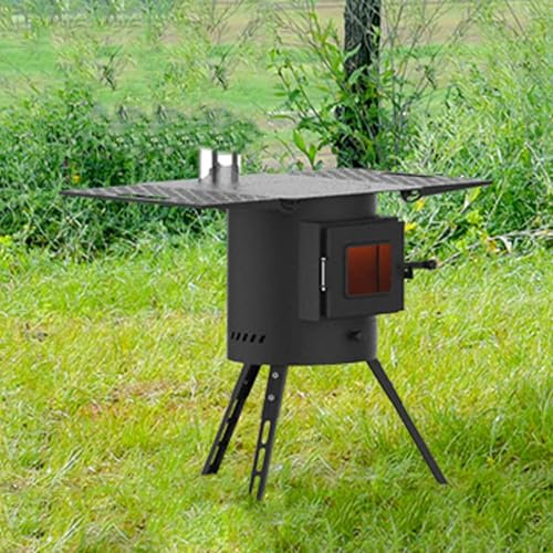 YUGXTH Holzofen für Den Außenbereich, Tragbarer Faltbarer Camping-Kaminofen mit Verlängerten Beinen und Seitenwänden, Zeltofen für Den Außenbereich, Heizofen für Camping Im Freien