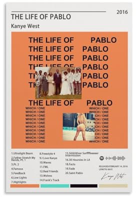 TANZEM Kanye West Poster The Life of Pablo Albumcover Poster Dekorative Malerei Leinwand Wandposter und Kunstdruck, modernes Familienschlafzimmer-Dekor-Poster, 60 x 90 cm