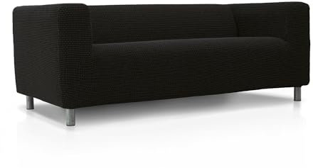 FAVERTI® Super elastischer Sofabezug, kompatibel mit dem Sofa KLIPPAN 2-Sitzer von IKEA | Modell Novele | Schwarz | Qualitätsschutz aus Jacquard-Stoff und Baumwollgefühl