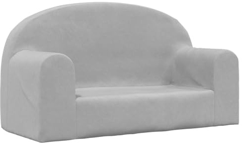 vidaXL Kindersofa 2-Sitzer, Sofa Abnehmbarer Bezug, Gepolstert Kindersessel Zweisitzer, Spielsofa Kindercouch Kindermöbel, Hellgrau Weich Plüsch