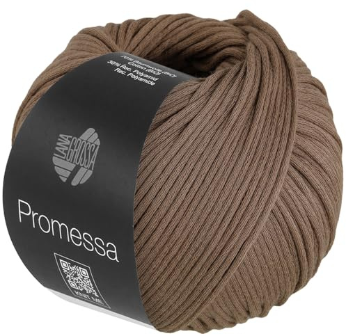 LANA GROSSA Promessa | Weich gefülltes Schlauchgarn aus Bio-Baumwolle und Polyamid | Handstrickgarn aus 70% Bio-Baumwolle & 30% Polyamid | 50g Wolle zum Stricken & Häkeln | 125m Garn FB18