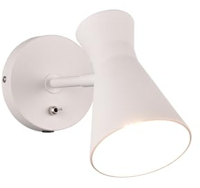 Wandstrahler aus Metall Weiß matt mit Schalter und Stecker, Höhe 16cm