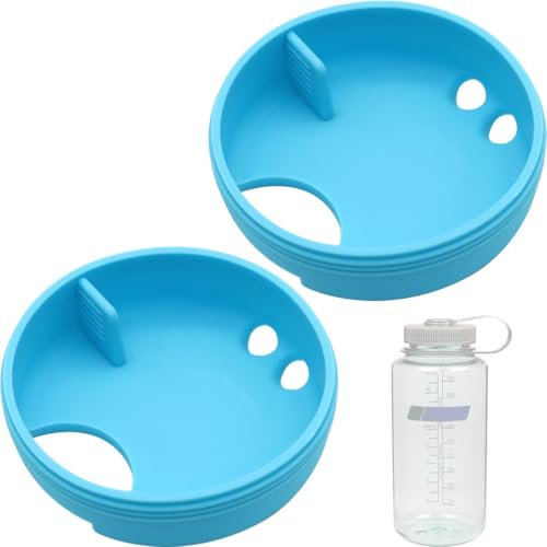 LUTQ 2-Pack Silicone Splashguard for Nalgene, Splashguard Lid Wide Mouth for Nalgene Splash Guard 32 oz Wide Mouth Water Bottle Accessories - Seafoam Blue