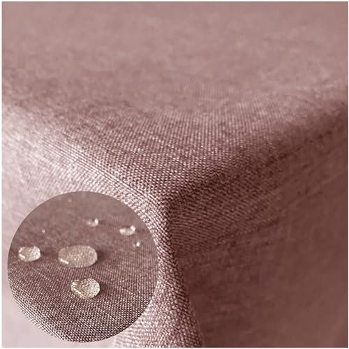 Hochwertige Tischdecke Stofftischdecke In und Outdoor Leinenlook wasserabweisend schmutzabweisend wetterfest Gartentischdecke Tafeldecke Tischtuch (Altrosa, Oval 160x260cm)