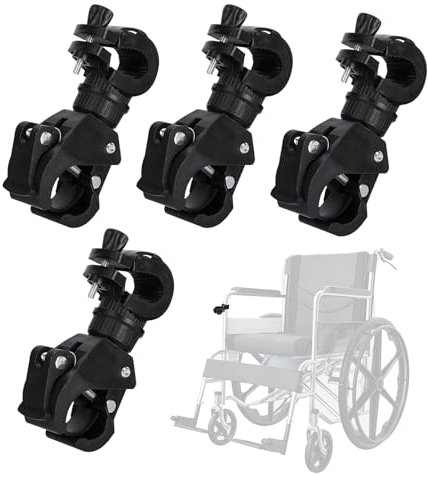 Worown 4 Stück Mehrzweck-Krückenhalter, Gehstockhalter, Rollstuhlstockhalter für Rollstühle feste Taschenlampen, Regenschirme, universelles Krückenhalter