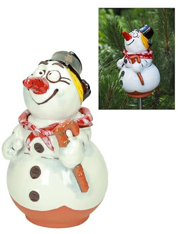 Midene Decoration Jardin Exterieur Statue en Céramique - Deco Extérieur - Figurines pour Jardin - Faite à la Main, Résistant au Gel, Cadeau Unique pour Les jardiniers - Bonhomme de Neige