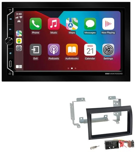 ESX VMX700DAB 2-DIN Autoradio kompatibel mit Wireless Apple CarPlay Android Auto Bluetooth DAB+ passend für Peugeot Boxer 2006-2011 schwarz