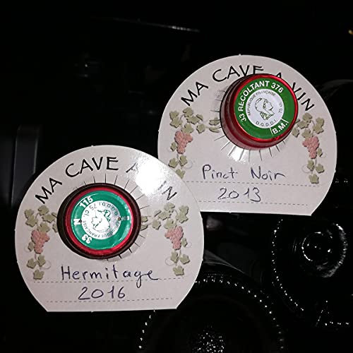50 étiquettes clipsables sur bouteilles de vin pour marquer et organiser votre cave à vin - Taille 8 x 7 cm