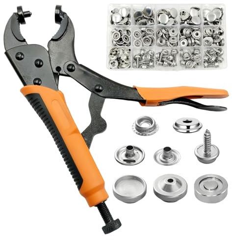 GOEDCH Set di Pinze per Occhielli Professionali Metallici: 60Set15mm Occhielli per Teloni Professionali, Occhiellatrice, Pinze Perforatrici, Professionali Occhiellatrice Manuale per Teloni, Tessuti
