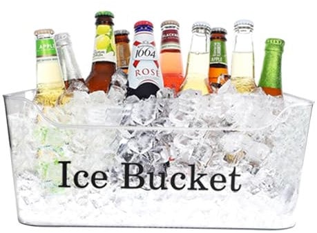 Xbopetda Ice Bucket, Champagne Bucket Drinks Bucket with Handles, Beer Buckets Wine Bucket, Ice Buckets for Parties, Clear Storage Bins for Cooling Bottles, Cans of Beer or Soft Drinks - Clear