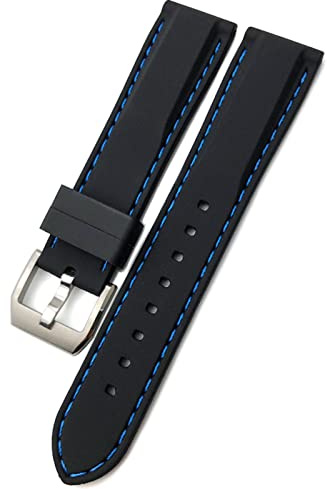 SERDAS 19/20mm 21/22mm Hochwertiges Silikonkautschukarmband für Iwc Groß Uhren Spitfire Portofino-Familienmarke 18 Gurt(Black blue,22mm)